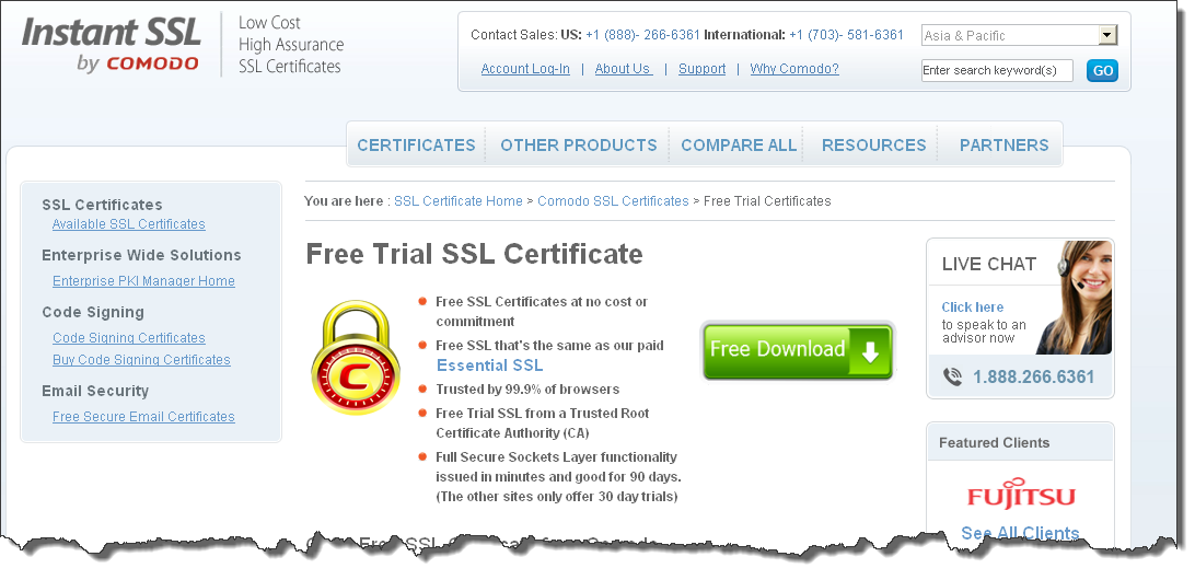 comodo free SSL comodo free SSL
